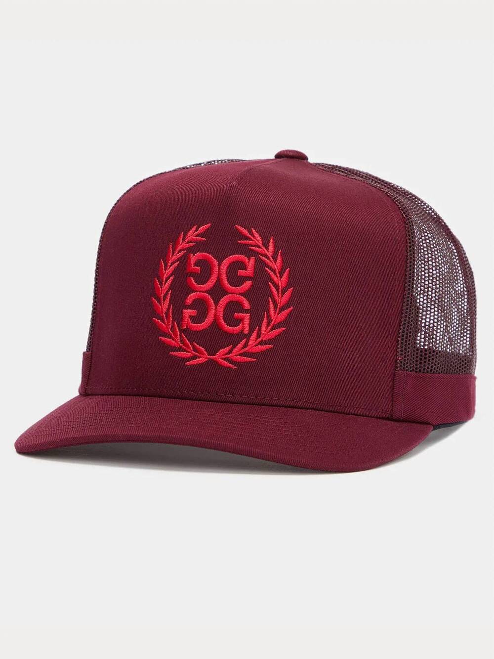 NEW G/FORE men's wreath cotton twill tall trucker hat in rhubarb